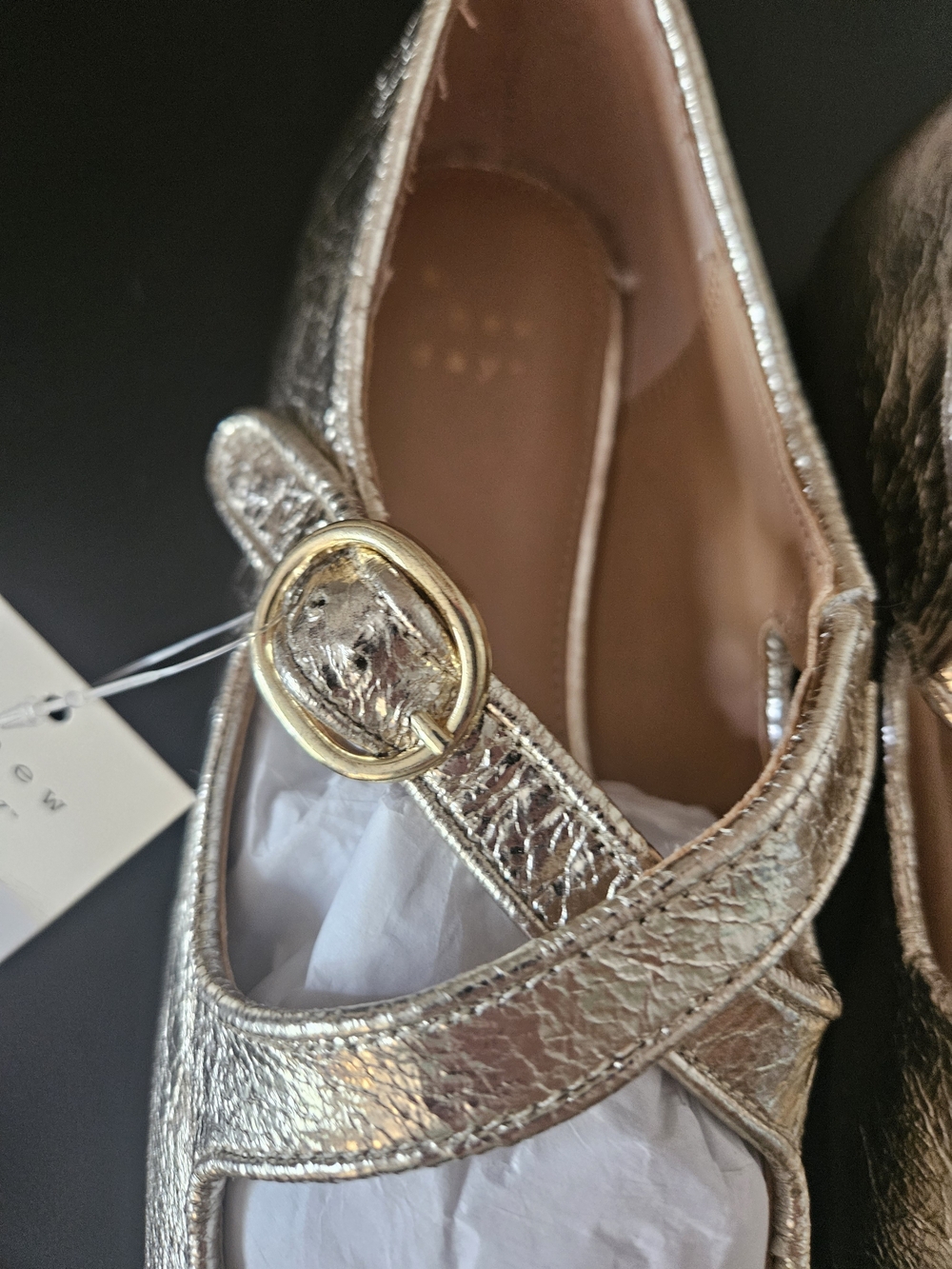 ✨ NWT A New Day Tasmin Metallic Gold Crisscross Mary Jane Flats ✨ Womans Size 7 - Picture 6 of 16